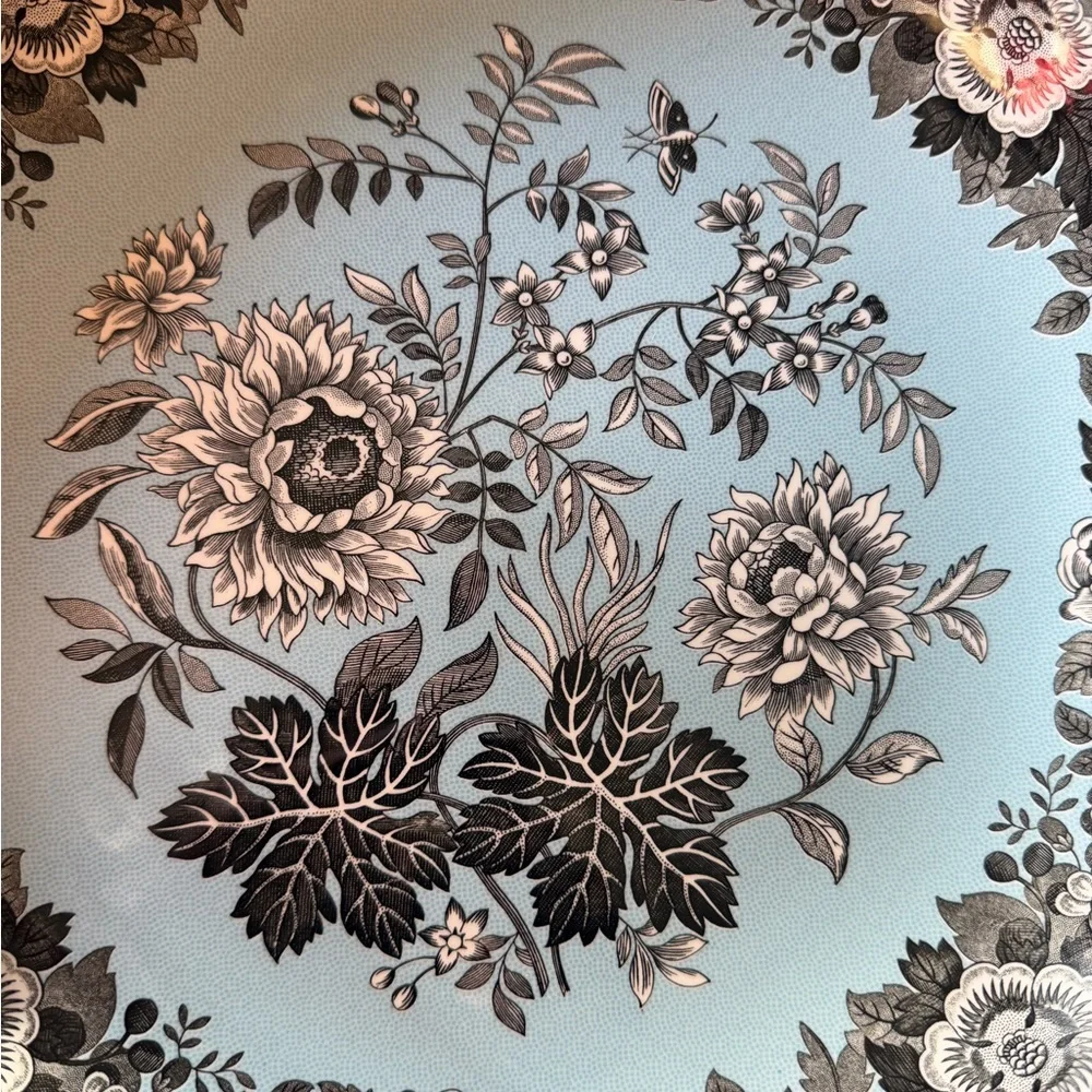 Spode Archive Collection Jasmine Floral Bowl Blue/Black Rare Large 12 “